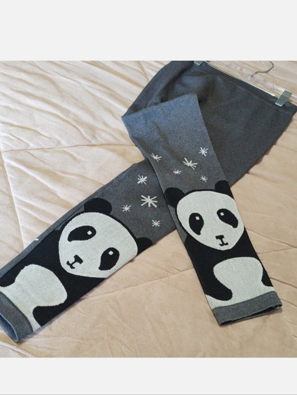 Epic Threads Panda Bear Cold Weather Leggings Grey Small